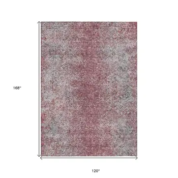 10' X 14' Merlot Silver And Gray Oriental Washable Indoor Outdoor Area Rug