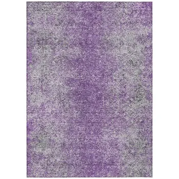 5' X 8' Plum Purple And Silver Oriental Washable Indoor Outdoor Area Rug