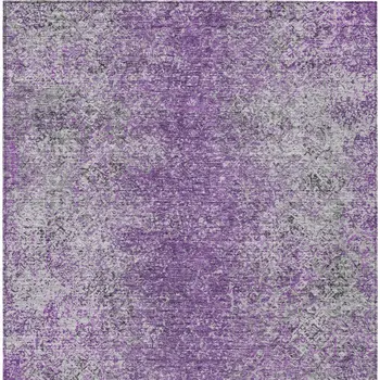 8' X 10' Plum Purple And Silver Oriental Washable Indoor Outdoor Area Rug