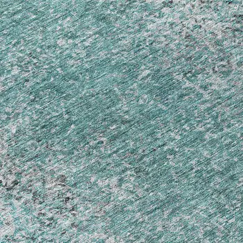 8' Teal Blue Gray And Charcoal Round Oriental Washable Indoor Outdoor Area Rug