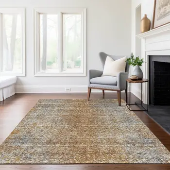 3' X 5' Terra Cotta Silver And Charcoal Oriental Washable Indoor Outdoor Area Rug