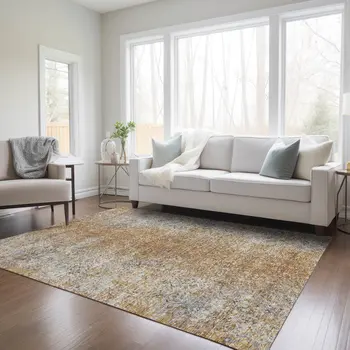 8' X 10' Terra Cotta Silver And Charcoal Oriental Washable Indoor Outdoor Area Rug