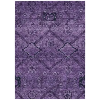 3' X 5' Eggplant Purple And Plum Floral Washable Indoor Outdoor Area Rug