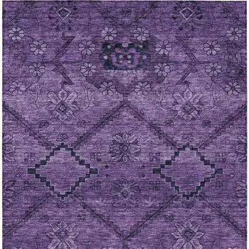 5' X 8' Eggplant Purple And Plum Floral Washable Indoor Outdoor Area Rug