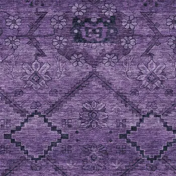 8' X 10' Eggplant Purple And Plum Floral Washable Indoor Outdoor Area Rug