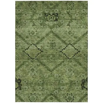 3' X 5' Olive Green Fern Green And Artichoke Green Floral Washable Indoor Outdoor Area Rug