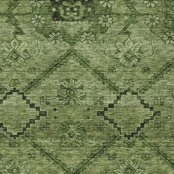 3' X 5' Olive Green Fern Green And Artichoke Green Floral Washable Indoor Outdoor Area Rug