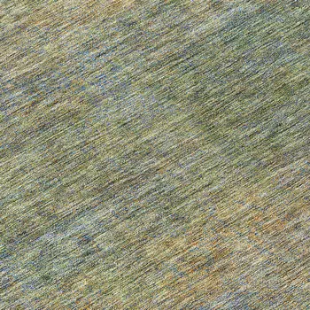 8' Green Gold And Charcoal Round Abstract Washable Indoor Outdoor Area Rug