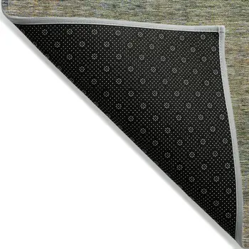 9' X 12' Green Gold And Charcoal Abstract Washable Indoor Outdoor Area Rug