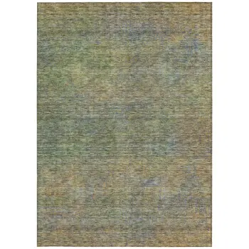 10' X 14' Green Gold And Charcoal Abstract Washable Indoor Outdoor Area Rug