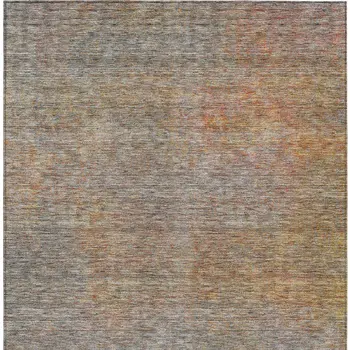 5' X 8' Gray Charcoal And Orange Abstract Washable Indoor Outdoor Area Rug