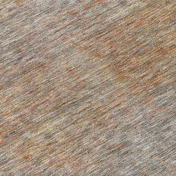 8' Gray Charcoal And Orange Round Abstract Washable Indoor Outdoor Area Rug