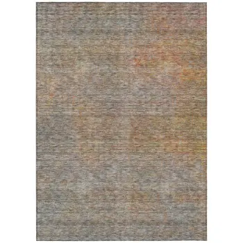 8' X 10' Gray Charcoal And Orange Abstract Washable Indoor Outdoor Area Rug