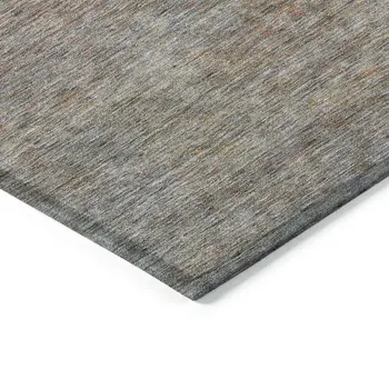 9' X 12' Gray Charcoal And Orange Abstract Washable Indoor Outdoor Area Rug