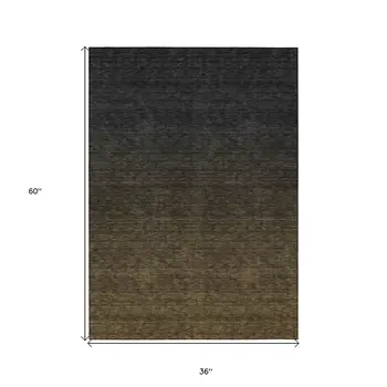 3' X 5' Gray And Brown Abstract Washable Indoor Outdoor Area Rug