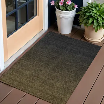 3' X 5' Gray And Brown Abstract Washable Indoor Outdoor Area Rug