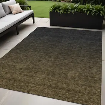 5' X 8' Gray And Brown Abstract Washable Indoor Outdoor Area Rug