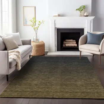 8' X 10' Gray And Brown Abstract Washable Indoor Outdoor Area Rug
