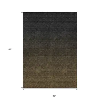 10' X 14' Gray And Brown Abstract Washable Indoor Outdoor Area Rug