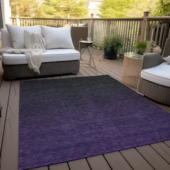 3' X 5' Eggplant Purple And Charcoal Abstract Washable Indoor Outdoor Area Rug