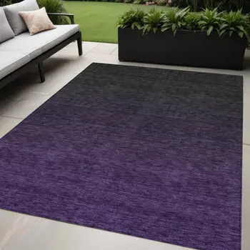 5' X 8' Eggplant Purple And Charcoal Abstract Washable Indoor Outdoor Area Rug