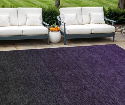 8' X 10' Eggplant Purple And Charcoal Abstract Washable Indoor Outdoor Area Rug