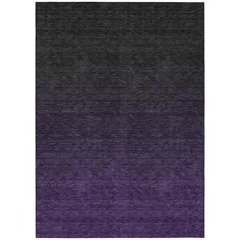 9' X 12' Eggplant Purple And Charcoal Abstract Washable Indoor Outdoor Area Rug