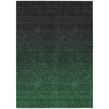 5' X 8' Emerald And Charcoal Abstract Washable Indoor Outdoor Area Rug