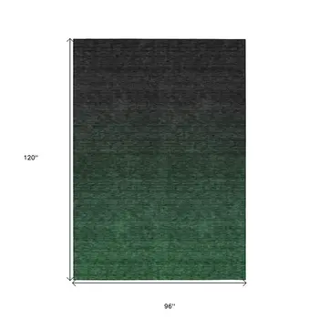 8' X 10' Emerald And Charcoal Abstract Washable Indoor Outdoor Area Rug
