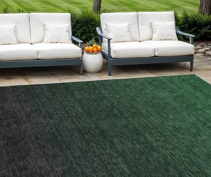 10' X 14' Emerald And Charcoal Abstract Washable Indoor Outdoor Area Rug