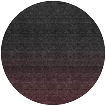 8' Merlot And Charcoal Round Abstract Washable Indoor Outdoor Area Rug