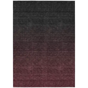 9' X 12' Merlot And Charcoal Abstract Washable Indoor Outdoor Area Rug