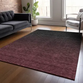 9' X 12' Merlot And Charcoal Abstract Washable Indoor Outdoor Area Rug