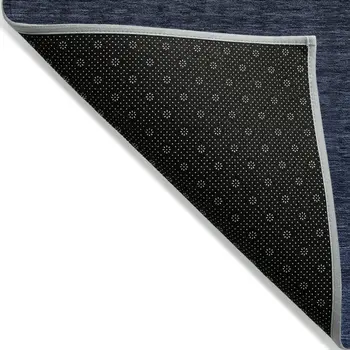 3' X 5' Navy Blue And Charcoal Abstract Washable Indoor Outdoor Area Rug