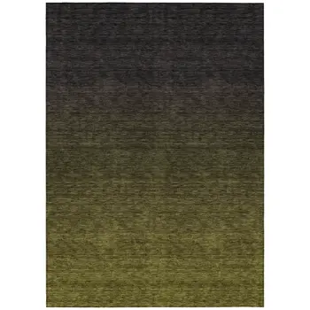 10' X 14' Olive Green And Charcoal Abstract Washable Indoor Outdoor Area Rug