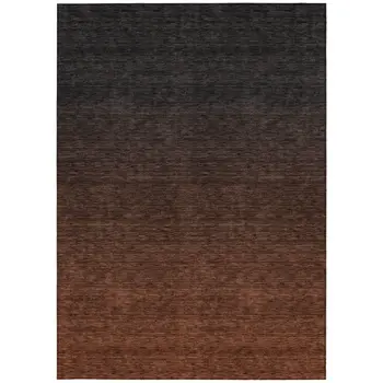 3' X 5' Orange And Charcoal Abstract Washable Indoor Outdoor Area Rug