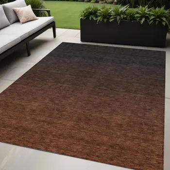 5' X 8' Orange And Charcoal Abstract Washable Indoor Outdoor Area Rug