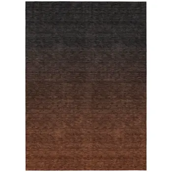 5' X 8' Orange And Charcoal Abstract Washable Indoor Outdoor Area Rug