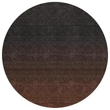 8' Orange And Charcoal Round Abstract Washable Indoor Outdoor Area Rug