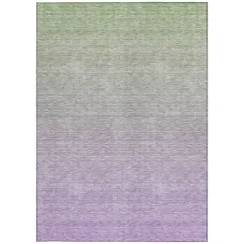 3' X 5' Artichoke Green And Lavender Ombre Washable Indoor Outdoor Area Rug