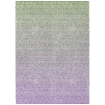 3' X 5' Artichoke Green And Lavender Ombre Washable Indoor Outdoor Area Rug