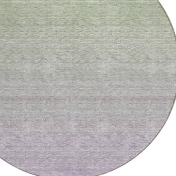 8' Artichoke Green And Lavender Round Ombre Washable Indoor Outdoor Area Rug