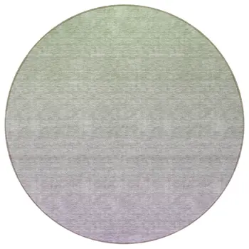 8' Artichoke Green And Lavender Round Ombre Washable Indoor Outdoor Area Rug
