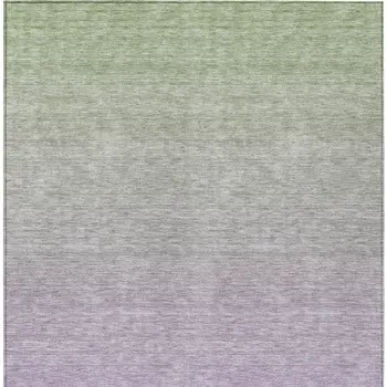 8' X 10' Artichoke Green And Lavender Ombre Washable Indoor Outdoor Area Rug