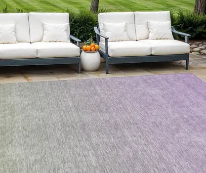 8' X 10' Artichoke Green And Lavender Ombre Washable Indoor Outdoor Area Rug