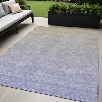 5' X 8' Beige Tan And Blue Ombre Washable Indoor Outdoor Area Rug
