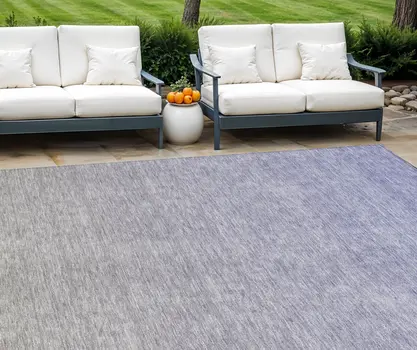 8' X 10' Beige Tan And Blue Ombre Washable Indoor Outdoor Area Rug