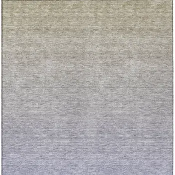 9' X 12' Beige Tan And Blue Ombre Washable Indoor Outdoor Area Rug