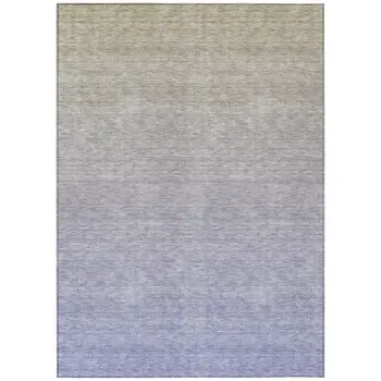 9' X 12' Beige Tan And Blue Ombre Washable Indoor Outdoor Area Rug