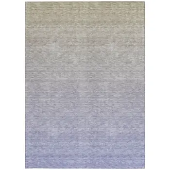 10' X 14' Beige Tan And Blue Ombre Washable Indoor Outdoor Area Rug